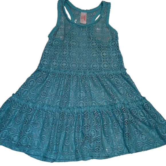 Purple and Teal Patterned Swimsuit with Lace Dress - Picture 3 of 3